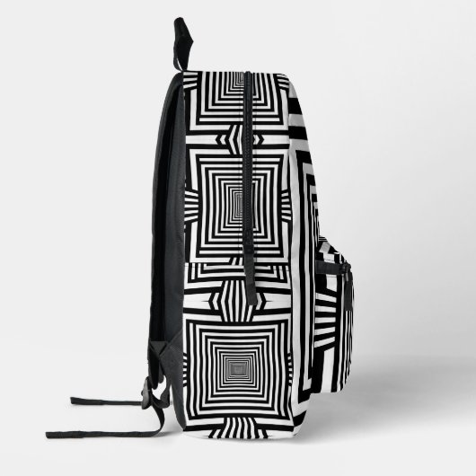 Geometric 3D Black and White Backpack — Stylish an Bedrukte Rugzak (Links)