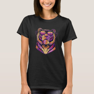 Geometric 60's 70's stijl van het kleurrijke tijge t-shirt