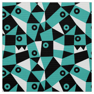 Geometric Abstract 030919 - Blue Green Stof