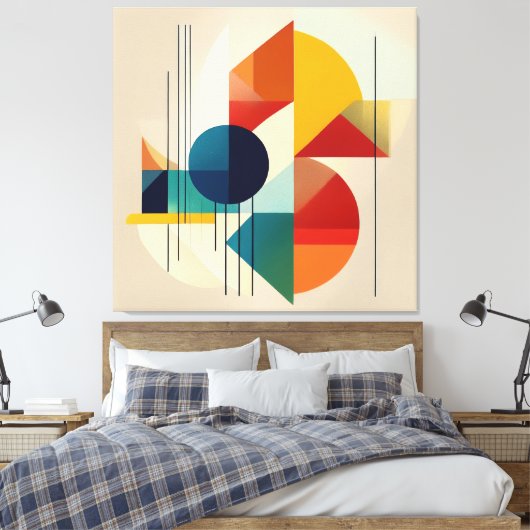 Geometric Abstract Art in Bauhaus Style Canvas Afdruk (Insitu (Slaapkamer))