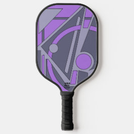 Geometric Abstract in Lavender and Grey Pickleball Paddle