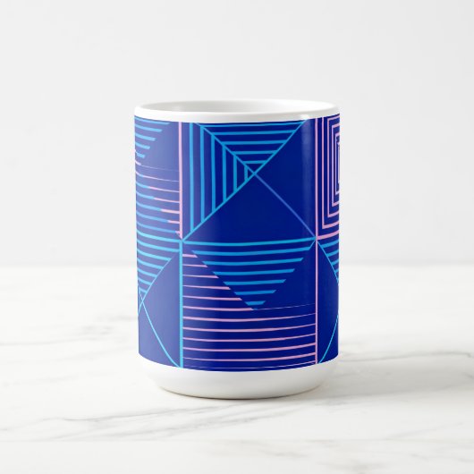 Geometric Abstract Mug Blue Pink Neon Pattern Coff (Centre)