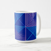 Geometric Abstract Mug Blue Pink Neon Pattern Coff (Devant droit)