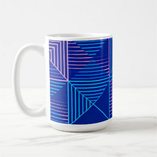 Geometric Abstract Mug Blue Pink Neon Pattern Coff