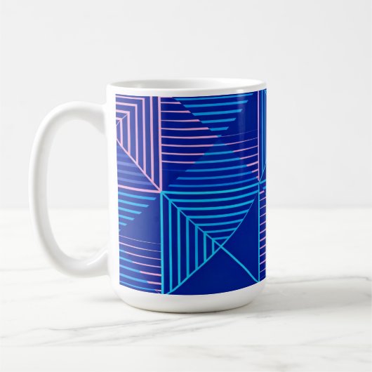Geometric Abstract Mug Blue Pink Neon Pattern Coff (Gauche)