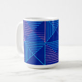 Geometric Abstract Mug Blue Pink Neon Pattern Coff Koffiemok (Voorkant links)