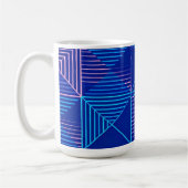 Geometric Abstract Mug Blue Pink Neon Pattern Coff Koffiemok (Links)