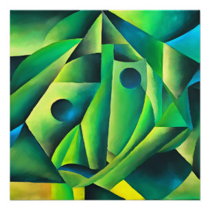Geometric Abstract Village Woman And Headscarf Perfect Poster