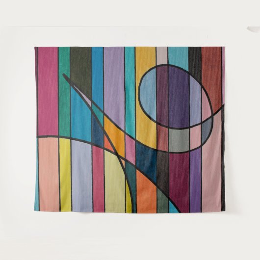 Geometric Abstract with Bold Stripes and Curves Wandkleed (Voorkant (horizontaal))