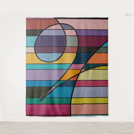 Geometric Abstract with Bold Stripes and Curves Wandkleed (Voorkant)