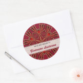 Geometric Azteck Spiderz : Red Gold Bookplate Stic Ronde Sticker (Envelop)
