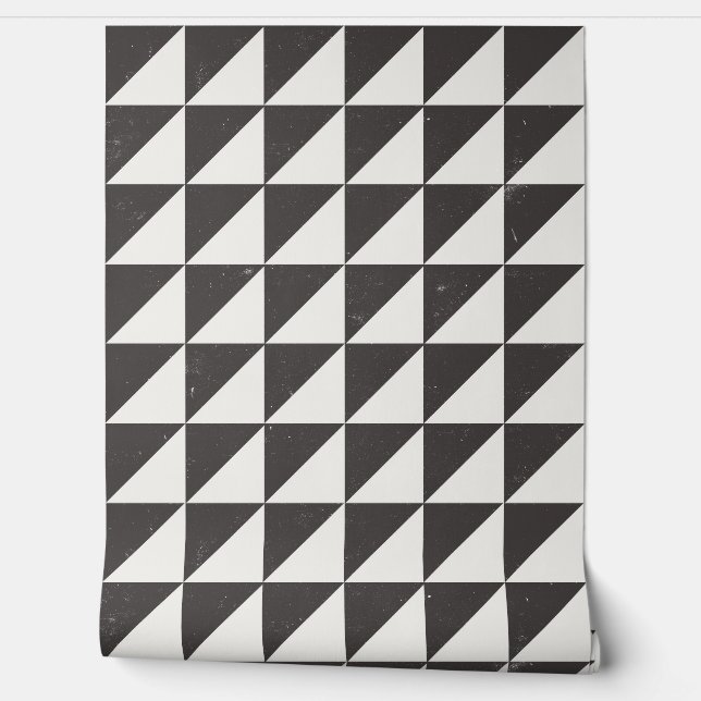 Geometric Black And Off-White Triangles Wallpaper Behang (Afrollen)