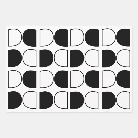 Geometric Black and White Half Circle Inpakpapier Vel (Voorkant 3)