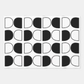Geometric Black and White Half Circle Inpakpapier Vel (Voorkant)