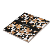 Geometric Black en Golden Pattern Tegeltje (Zijkant)