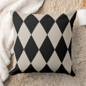 Geometric Black en Ivory Diamond Harlequin Modern Kussen (Deken)