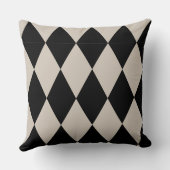 Geometric Black en Ivory Diamond Harlequin Modern Kussen (Achterkant)