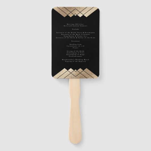Geometric Black Gold Gatsby Wedding Handwaaier (Achterkant)