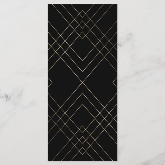 Geometric Black Gold Gatsby Wedding Program Programma (Achterkant)