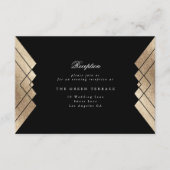 Geometric Black Gold Gatsby Wedding Reception Card Informatiekaartje (Voorkant)