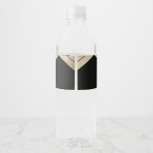 Geometric Black Gold Gatsby Wedding Waterfles Etiket (Achterkant)