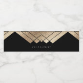 Geometric Black Gold Gatsby Wedding Waterfles Etiket (Enkel label)