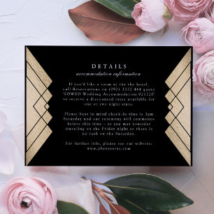Geometric Black Gold Weduwingkaart RSVP Kaartje