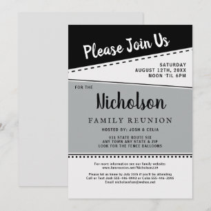 Geometric Black White Grey Family Reunion Kaart