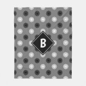 Geometric Black White Grey Floral Monogram Initiaa Fleece Deken (Voorkant)
