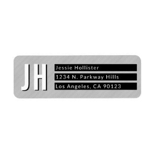 Geometric Black & White Stripes Return Address Etiket