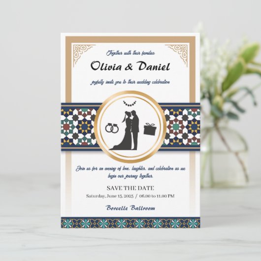 Geometric Bliss Wedding Invitation (Debout devant)