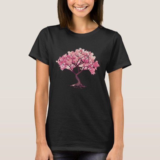 Geometric Blossoming Spirit Cherry Blossom Tree of T-shirt (Voorkant)
