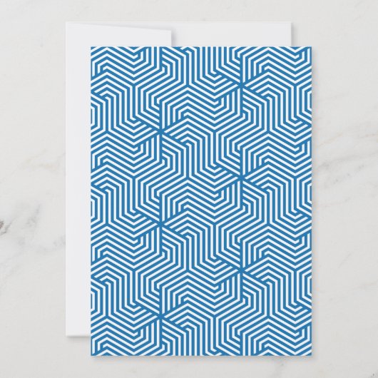 Geometric blue afstuderen elegant script aankondiging (Achterkant)