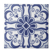 Geometric Blue and White Lisbon Tile Art Coaster Tegeltje (Voorkant)