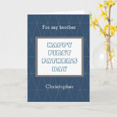 Geometric Blue Happy 1st Vaderdag Brother Kaart (Gele Bloem)