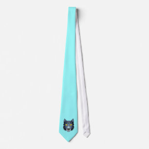 Geometric Blue Hipster Wolf Stropdas
