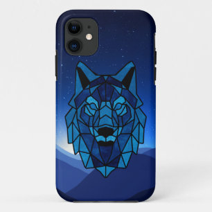 Geometric Blue Wolf iPhone 11 Hoesje