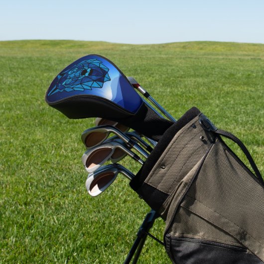Geometric Blue Wolf Golfheadcover (Insitu)