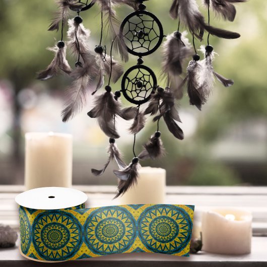 Geometric Blue & Yellow Sun  Tribal Ethnic Lint