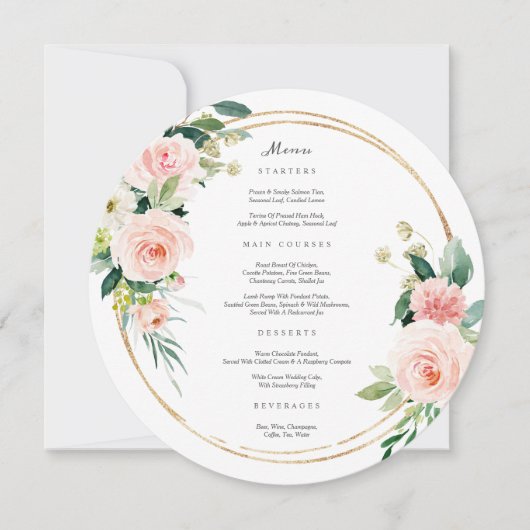 Geometric Blush Circle Menu Kaart (Voorkant)