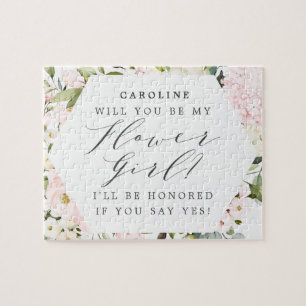 Geometric Blush Floral Flowers Girl Voorstel Legpuzzel