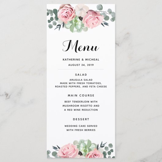 Geometric Blush Floral Wedding Menu (Voorkant)