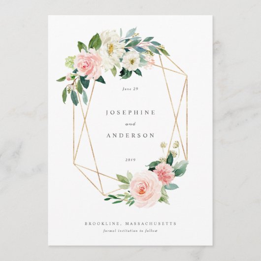 Geometric Blush Het menu Datum opslaan (Voorkant)