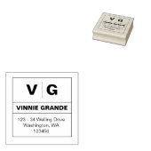 Geometric Bold Monogram Return Address Square Rubberstempel (Gestempeld)