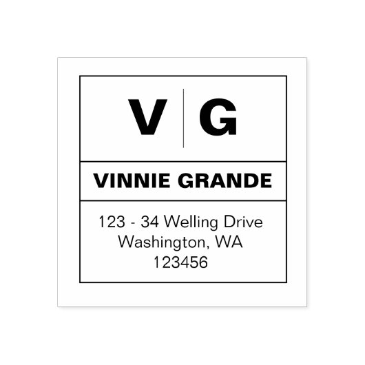 Geometric Bold Monogram Return Address Square Rubberstempel (Afrduk)