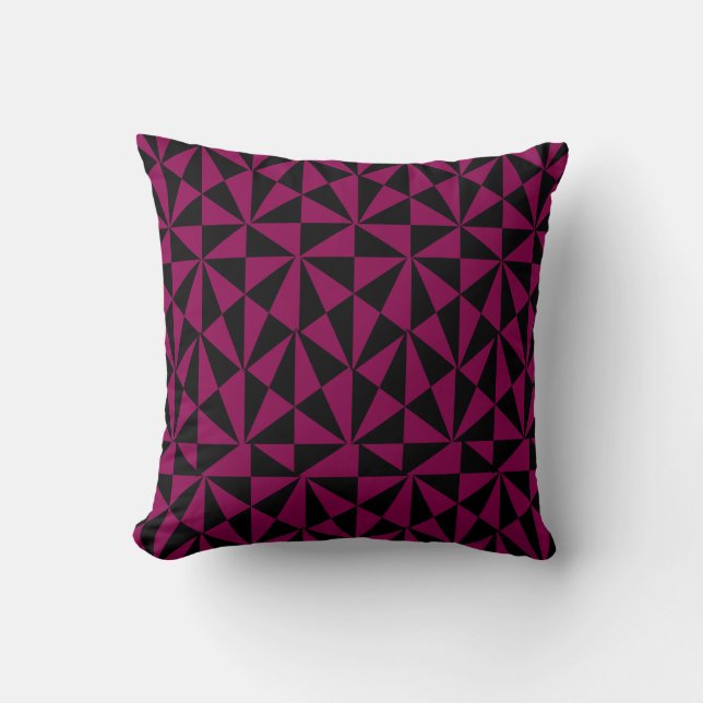 Geometric Bold Retro Funky Black Magenta Kussen (Voorkant)