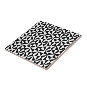 Geometric Bold Retro Funky Black White Tegeltje