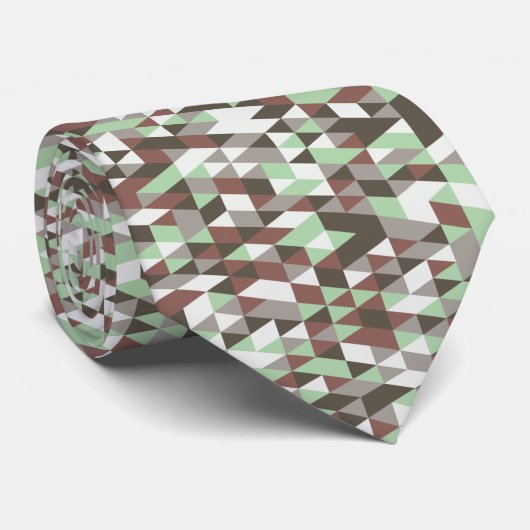 Geometric Brown and Mint Stropdas (Opgerold)