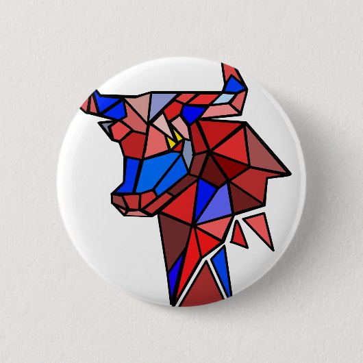 Geometric Bull Icon Ronde Button 5,7 Cm (Voorkant)