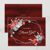 Geometric Burgundy Silver Floral is mijn Bloemenme Briefkaart (Voorkant / Achterkant)